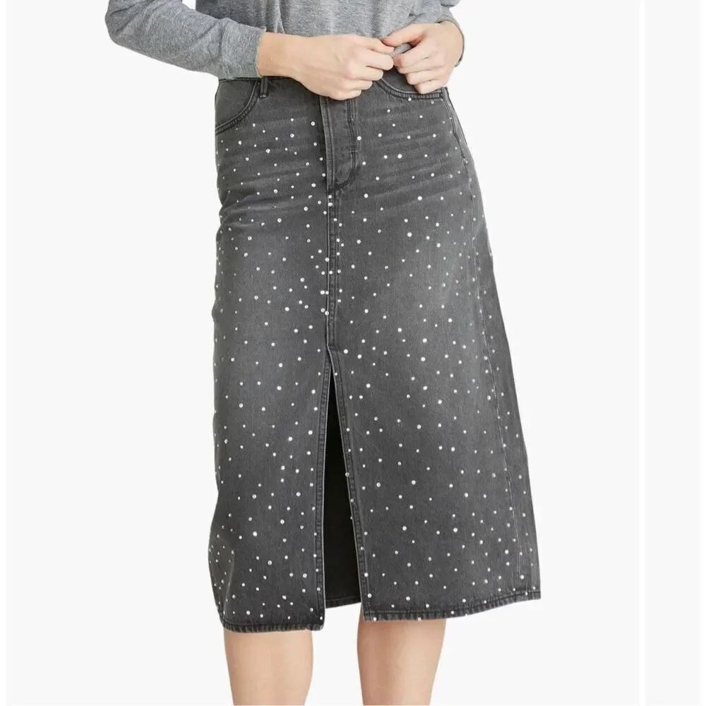 Driftwood piper after party crystal midi denim skirt size M NWT